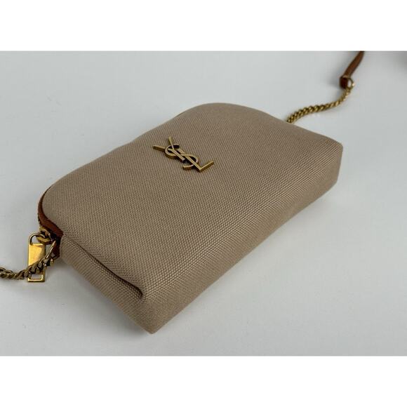 Saint Laurent Gaby Mini Crossbody Bag Brown Canvas (4) - Picture 7 of 16